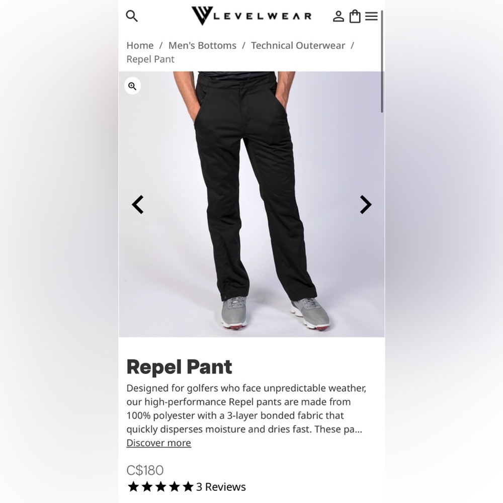 Men’s XL Levelwear Golf Pants -  Waterproof
